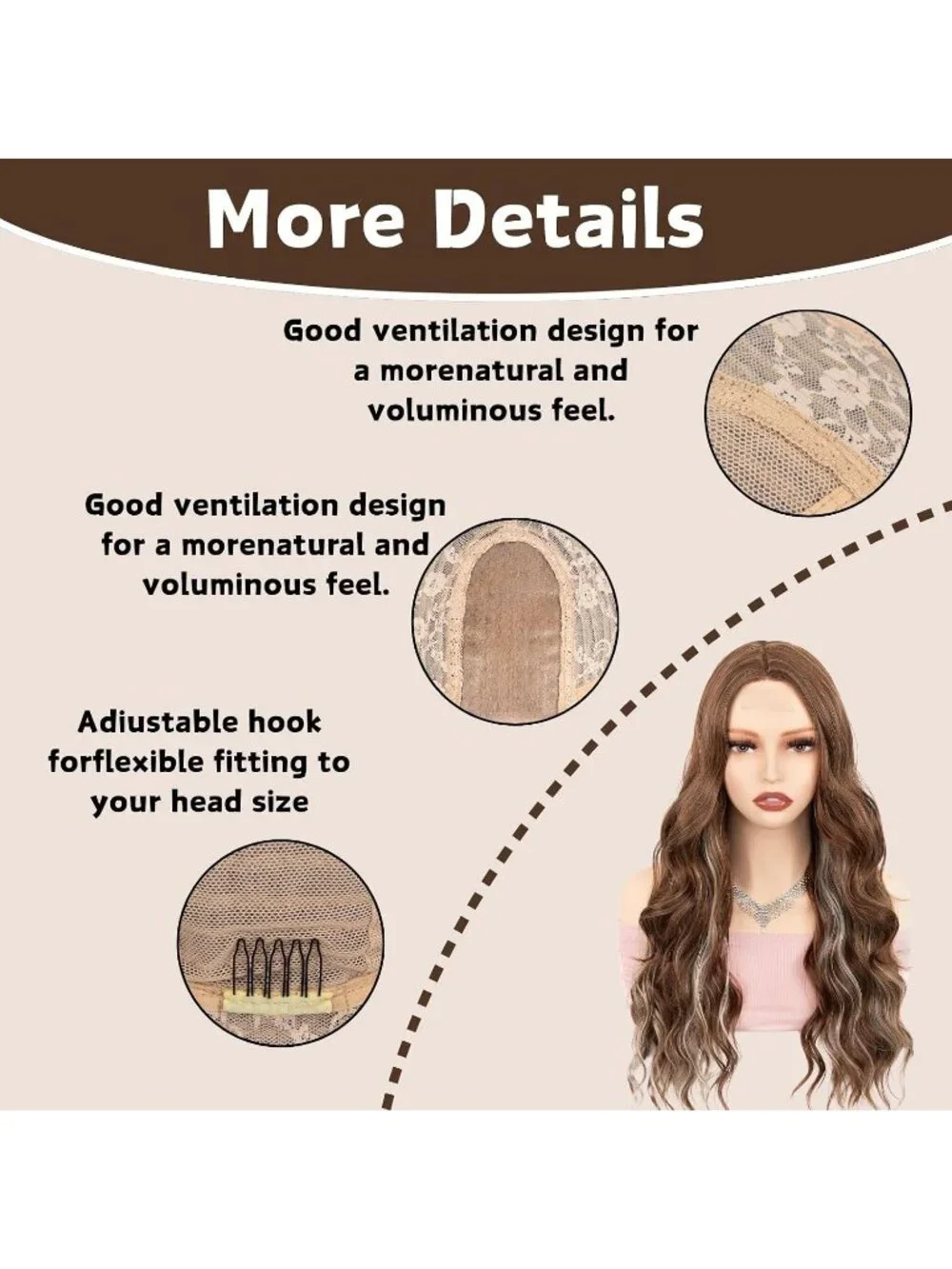 Women's Ginger Brown 26 Inch Charming Middle Part Heat Resistant Fiber Wigs